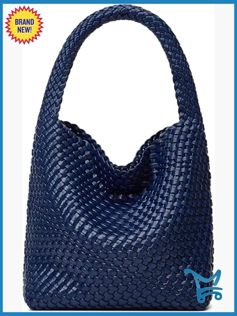 Vegan Leather Woven Tote Bag with Magnetic Closure and Detachable Clutch